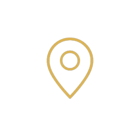A gold location pin icon centered on a black background.