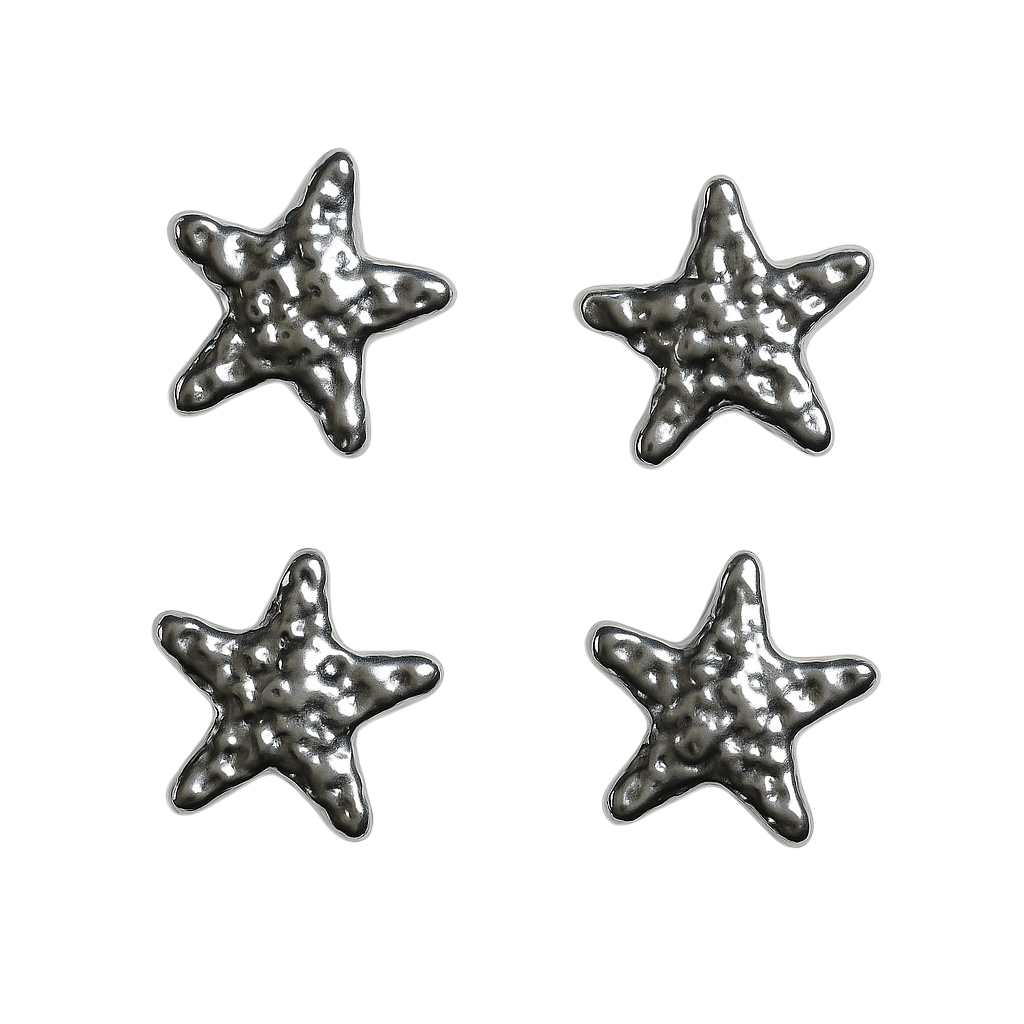 Silver Texture Star Clips Pack of 4