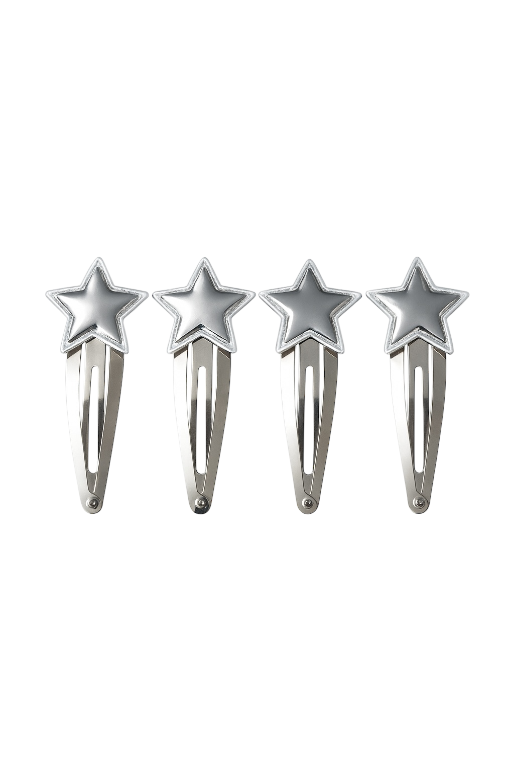 Silver & Chrome Cloth Star Clips Pack of 4