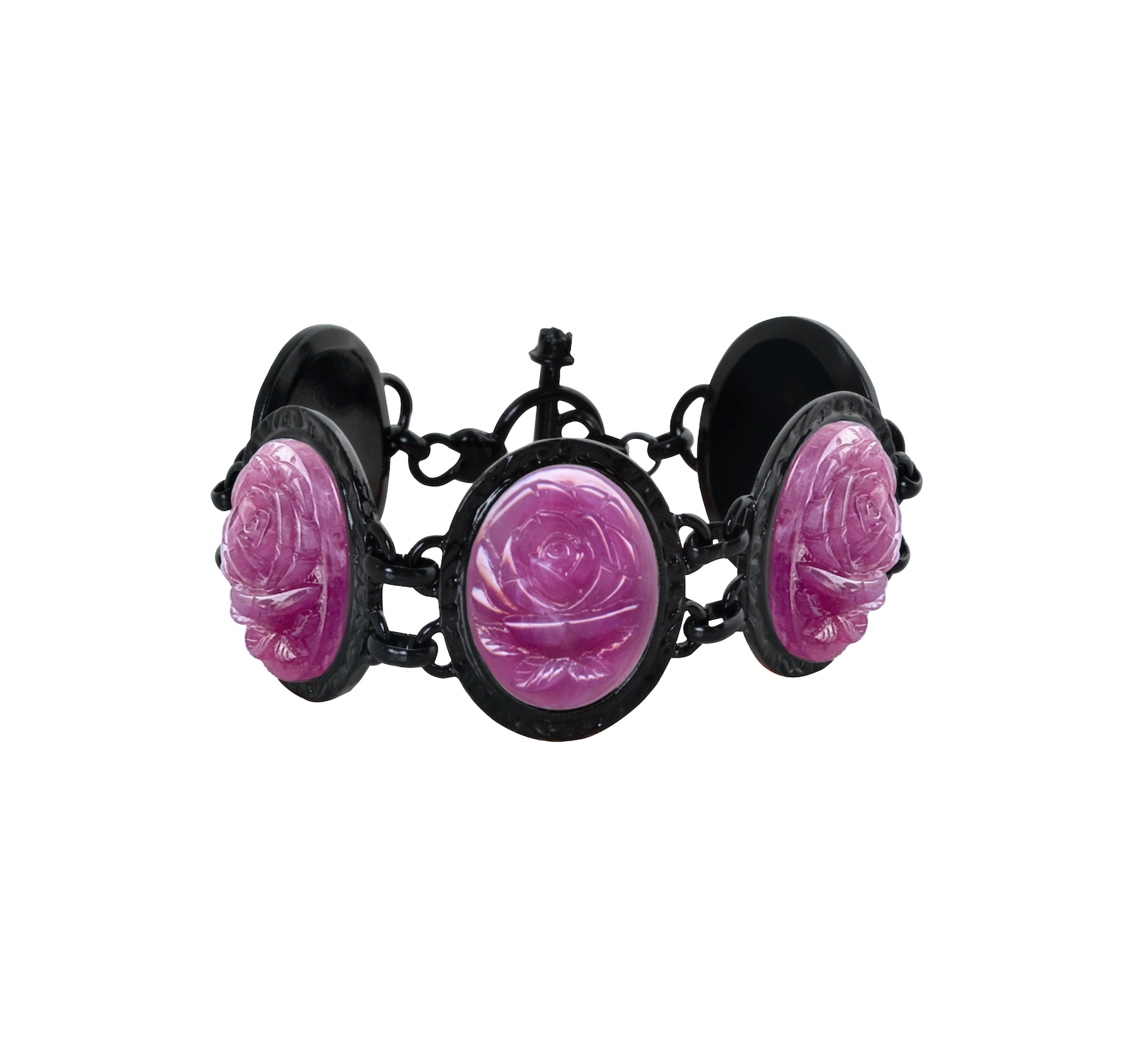 Carved Rose Black Victorian Bracelet by Classic Hardware
