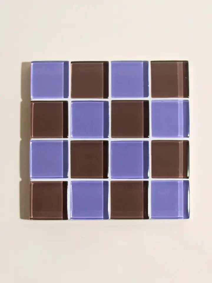 Subtle Art Glass Tile Coaster - Lavender Chocolate