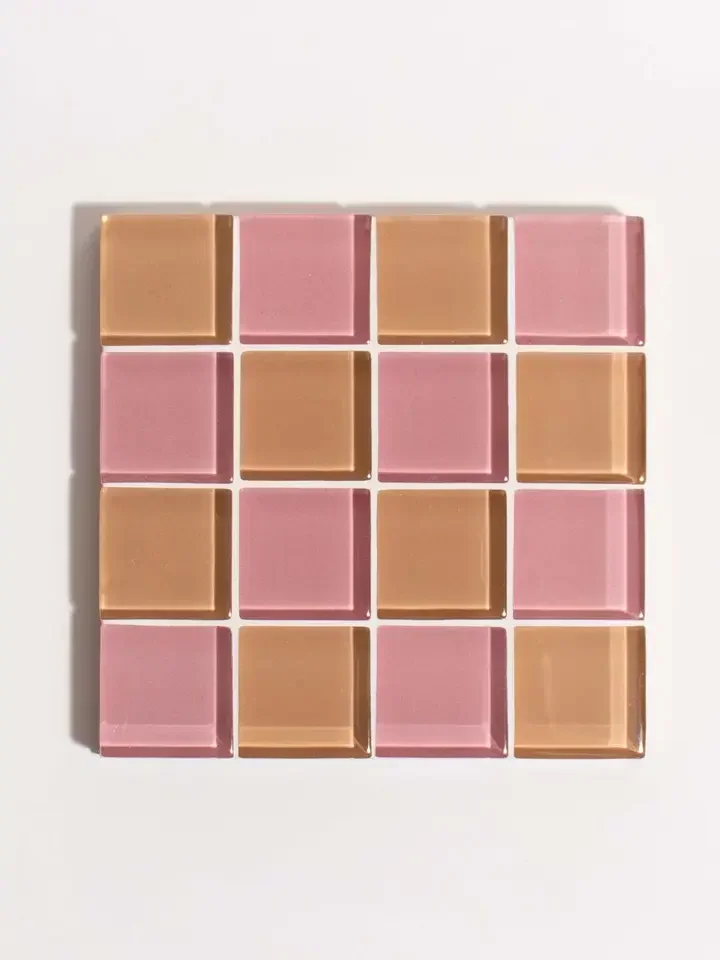 Subtle Art Glass Tile Coaster - Earthy Pink