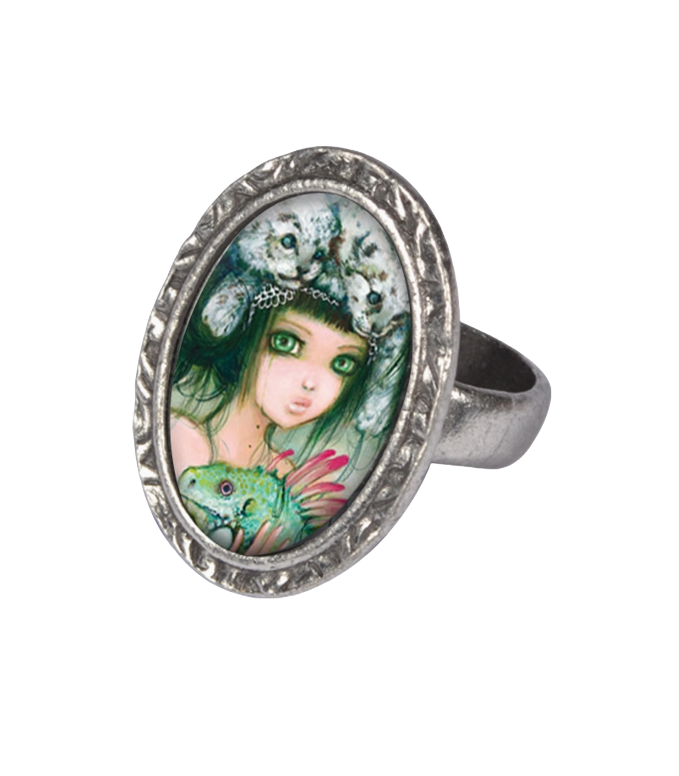 Iguana Victorian Oval Ring by Classic Hardware