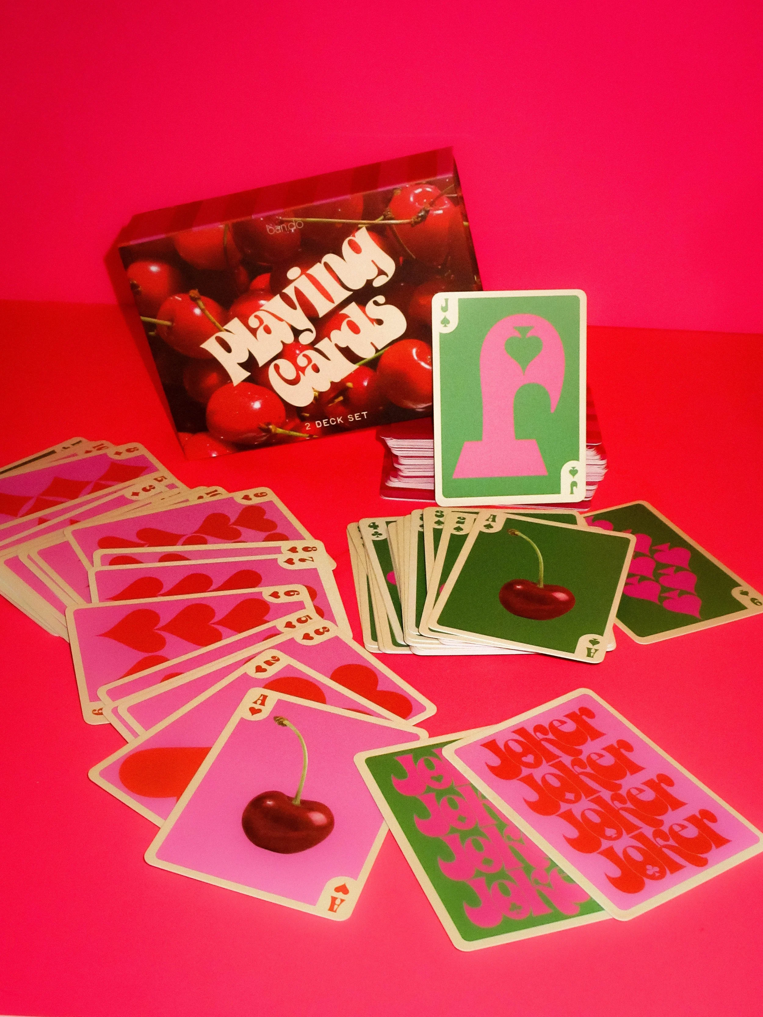 Cherry Stripe Playing Card Set by ban.do