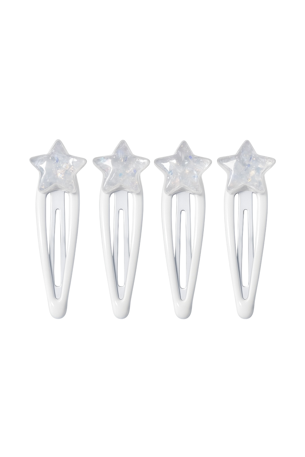 White & White Star Hair Barrettes Pack of 4