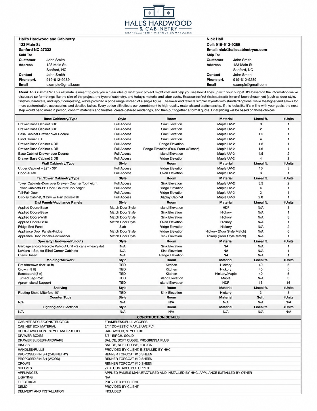 Detailed Linear Foot Pricing Calculator