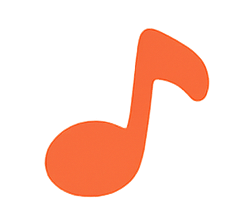 Orange musical note icon.