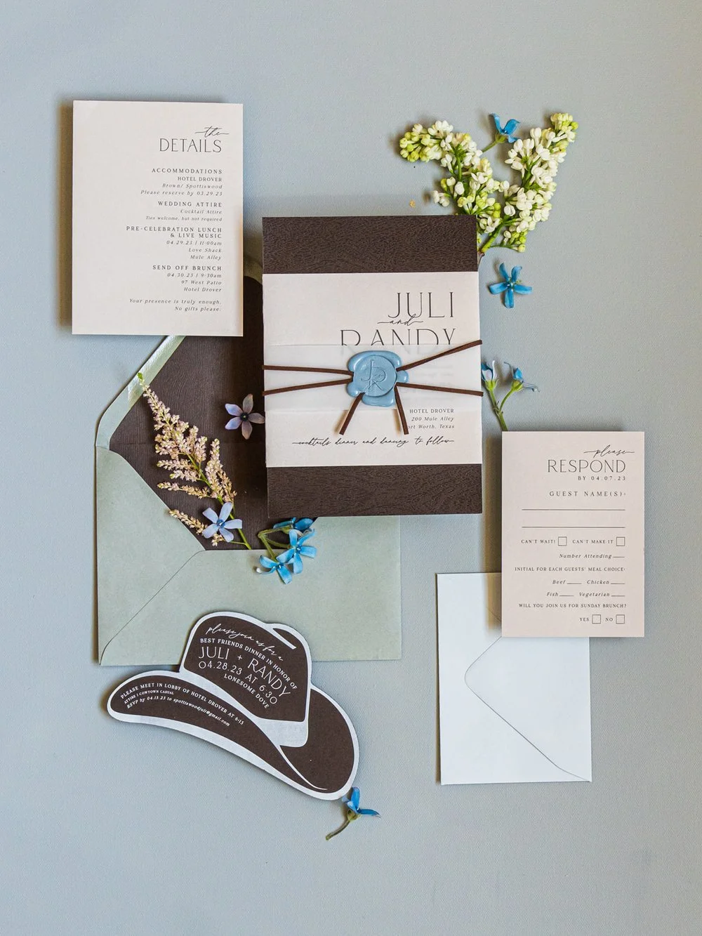 Western wedding invitation with a cowboy hat card (Copy)