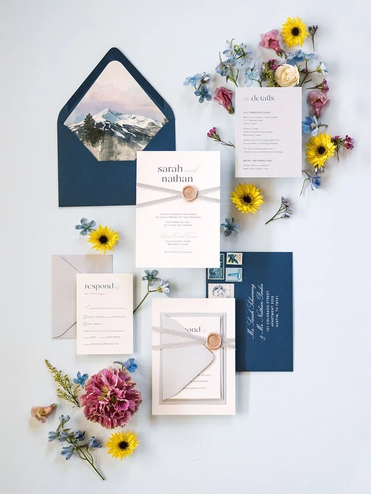 Montana wedding invitation with wildflower flowers by Montana wedding planner Shannon rose events