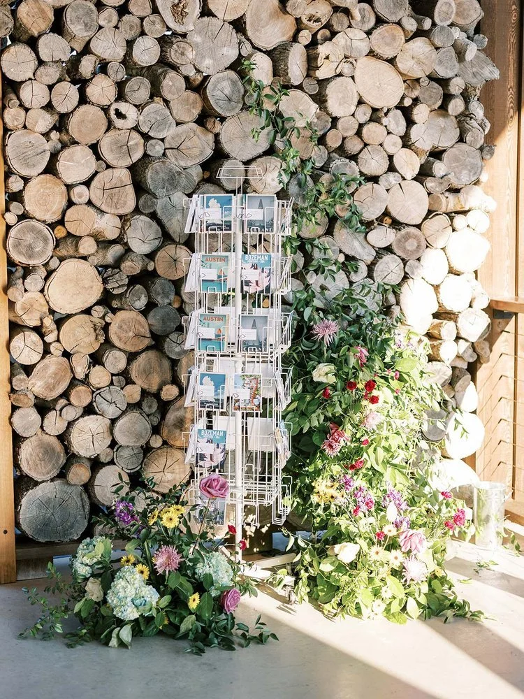 Postcard display seating chart by Texas Wedding planner Shannon Rose Events