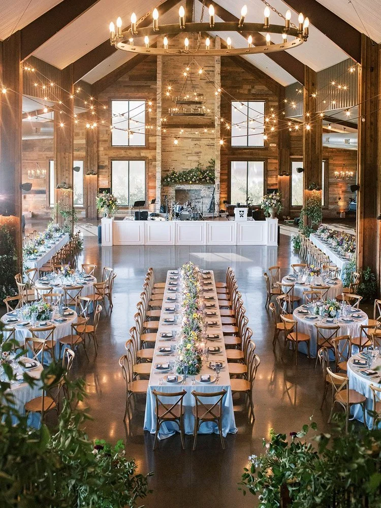 Rustic barn wedding reception at Stone Crest Venue designed by Ranch wedding planner Shannon rose events