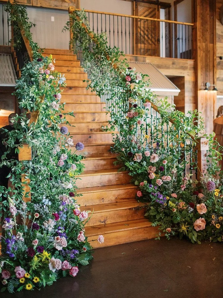 Stair greenery &amp; flower installation Stone Crest Venue