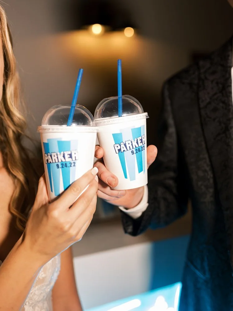 Icee cups at wedding reception