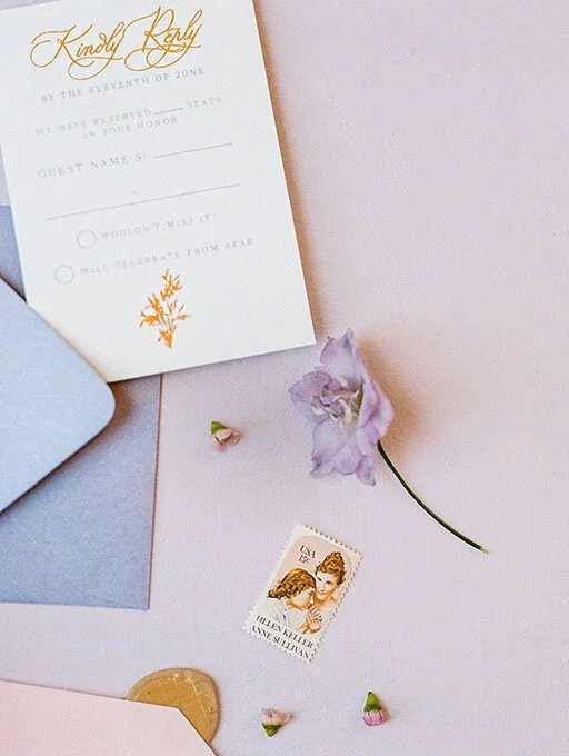 Vintage stamp on purple board