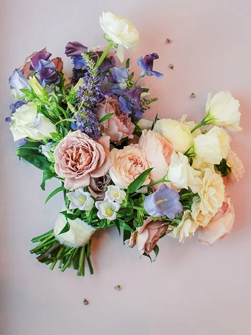 Fine art purple &amp; pink wedding bouquet