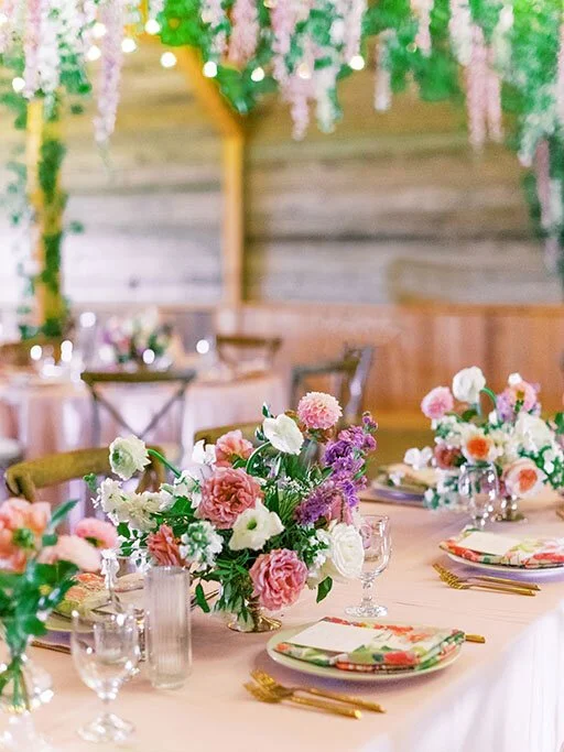 Pink and purple wedding at luxury rustic estate