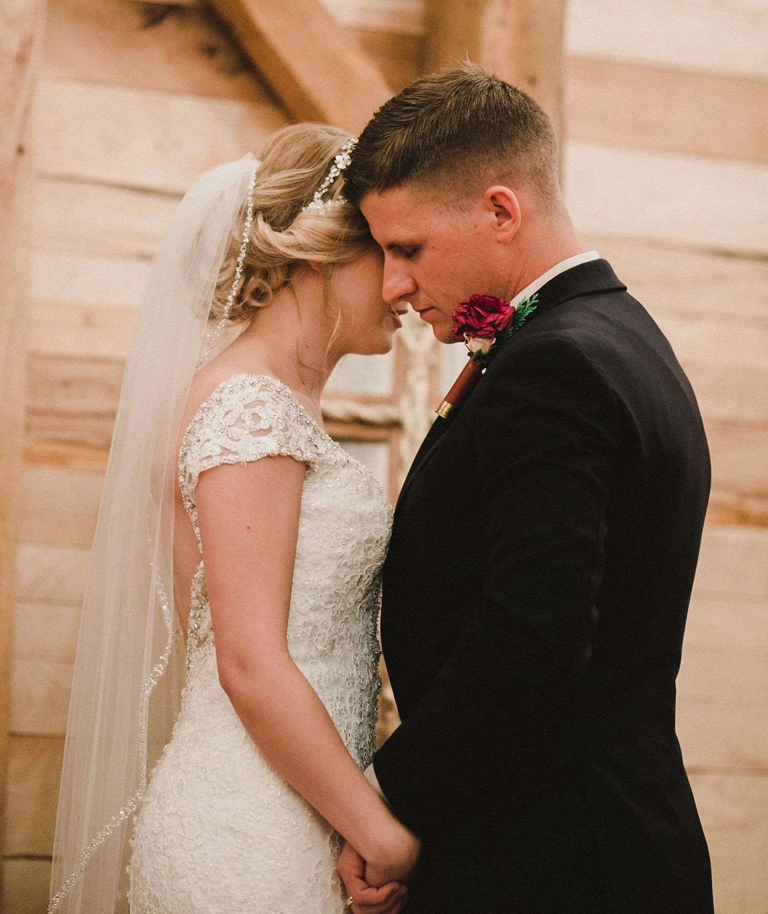 Hollow Hill Farm Event Center Wedding bride and groom kissing