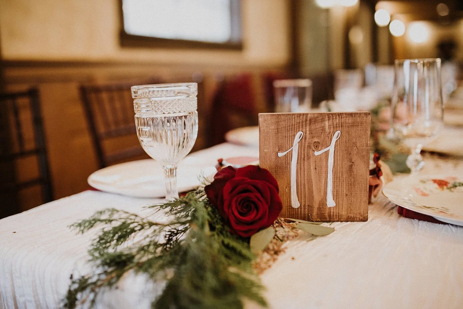 Hollow Hill Farm Event Center Wedding wood table