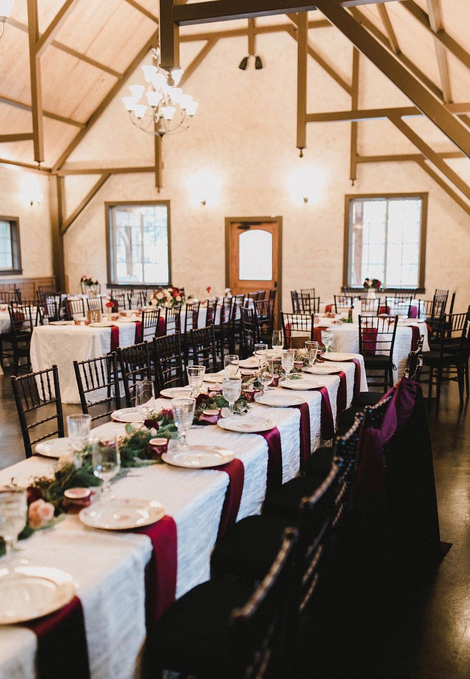 Hollow Hill Farm Event Center Wedding great room reception head table