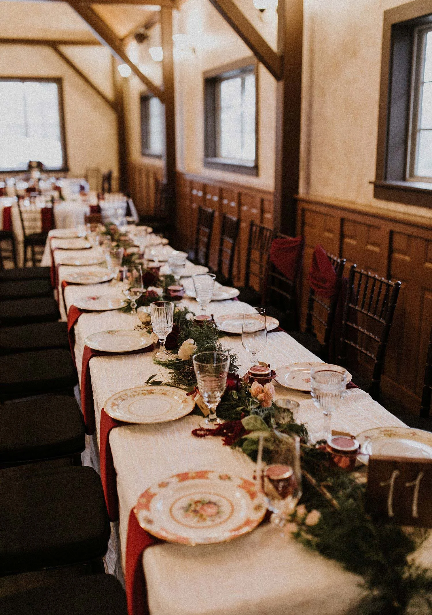Hollow Hill Farm Event Center Wedding great room reception head table