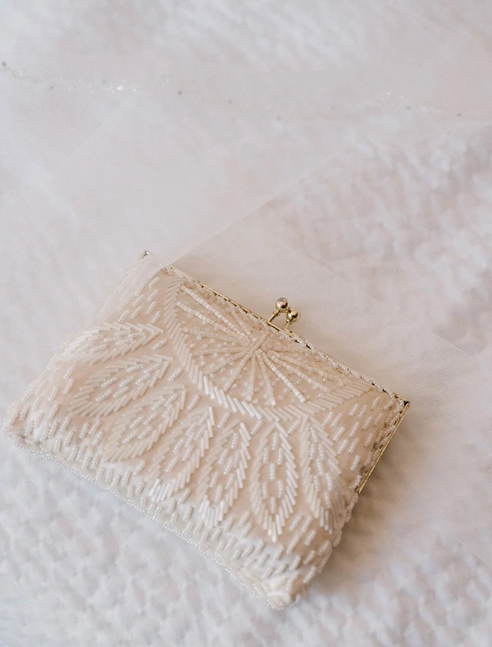 Bride beaded white purse