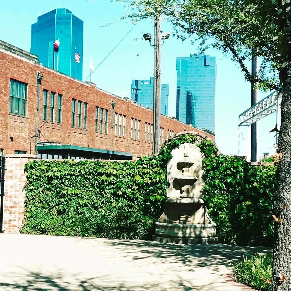 Ashton Depot exterior courtyard fountain in Fort Worth, TX