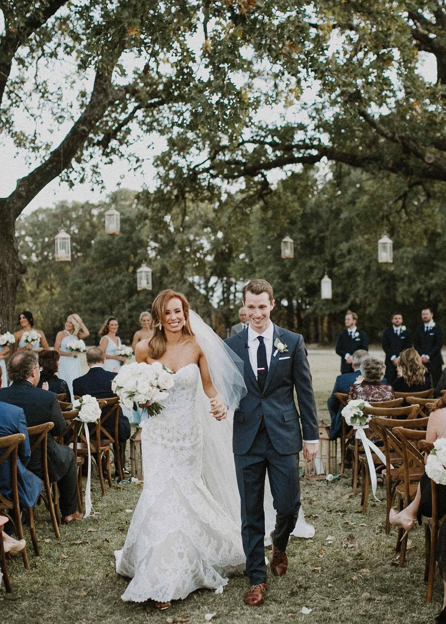 White Sparrow Barn wedding ceremony bride and groom wedding recessional