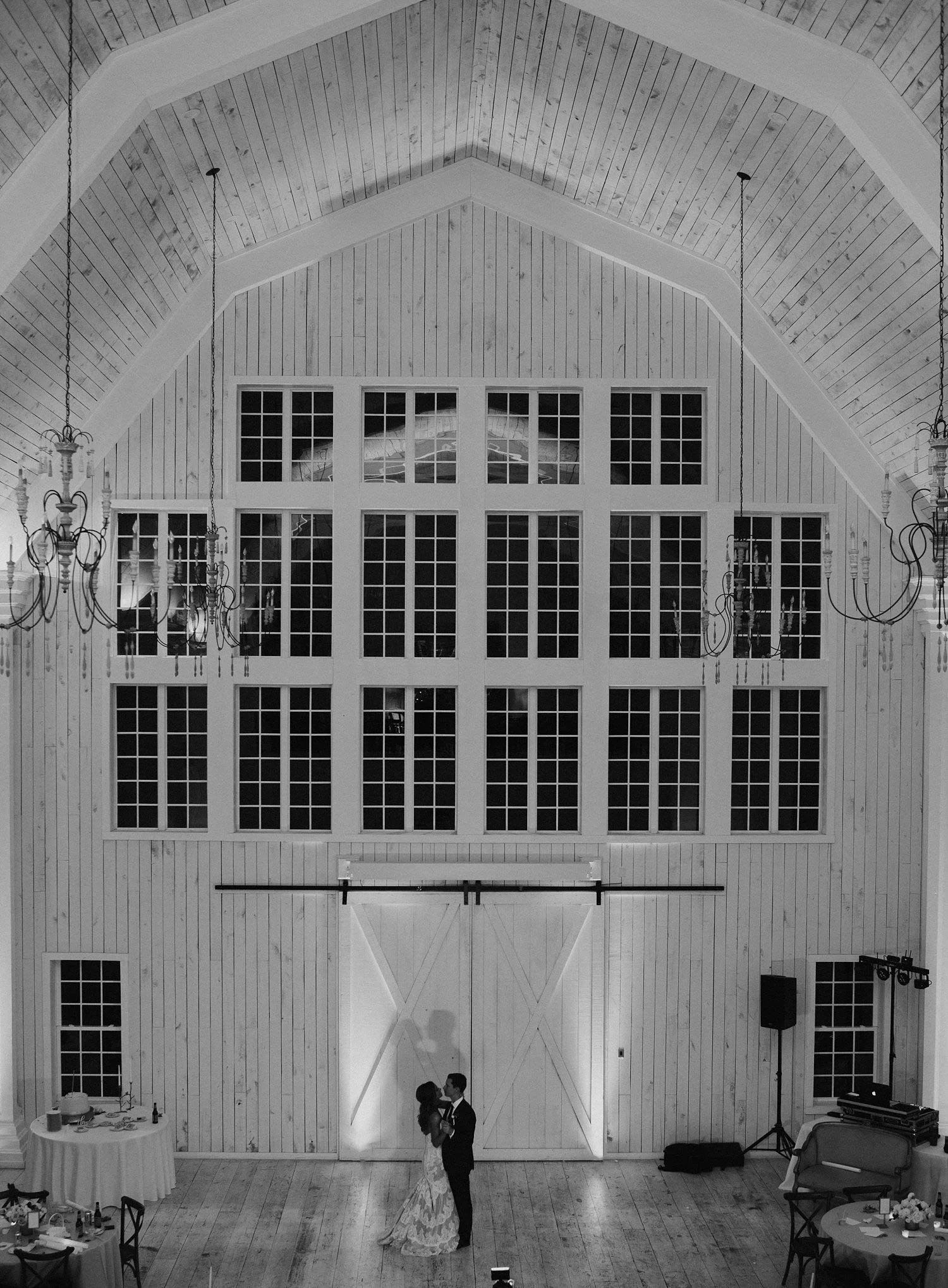 Bride and groom dancing to private dance at White Sparrow Barn