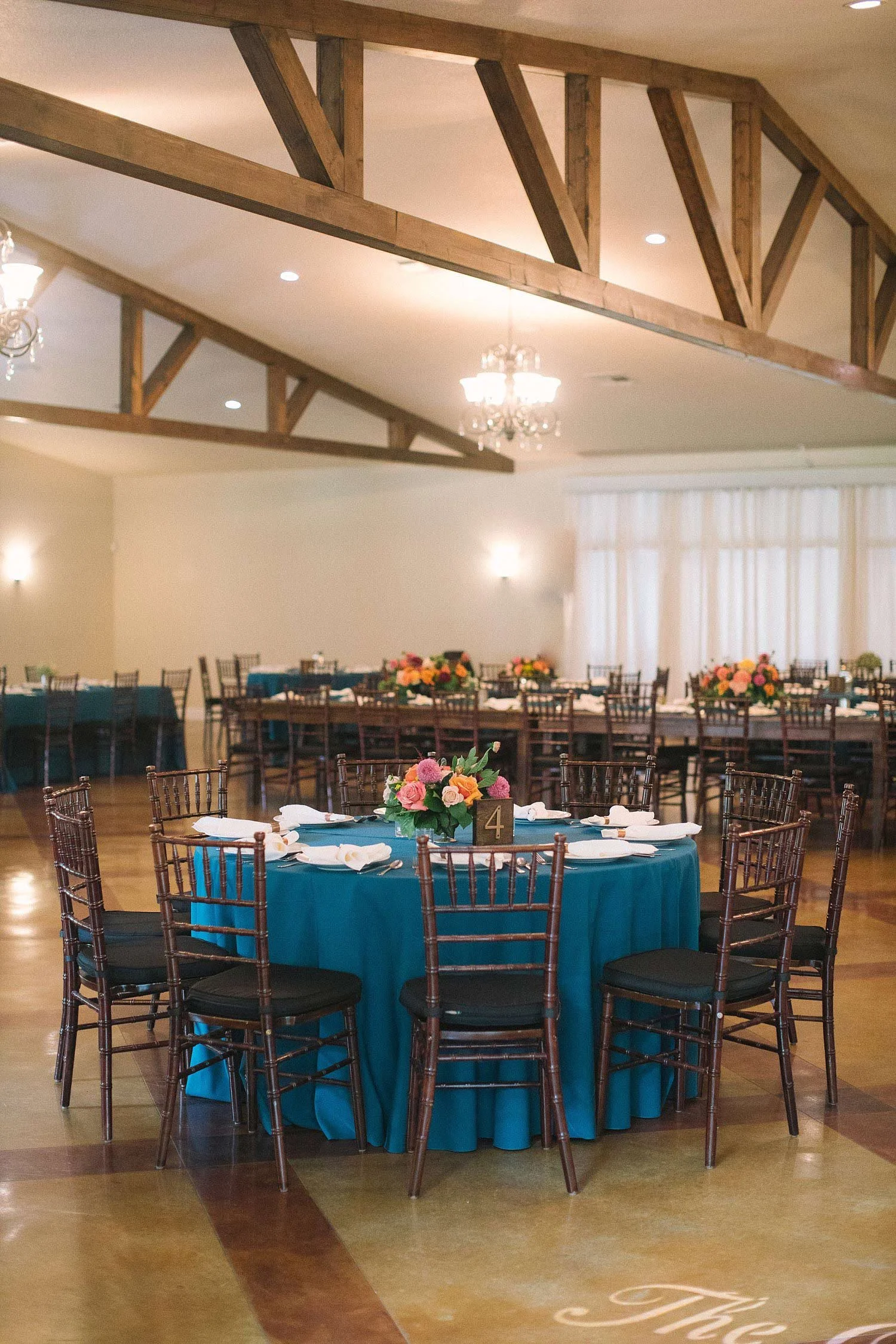 blue tablecloth at the orchard in Azle TX