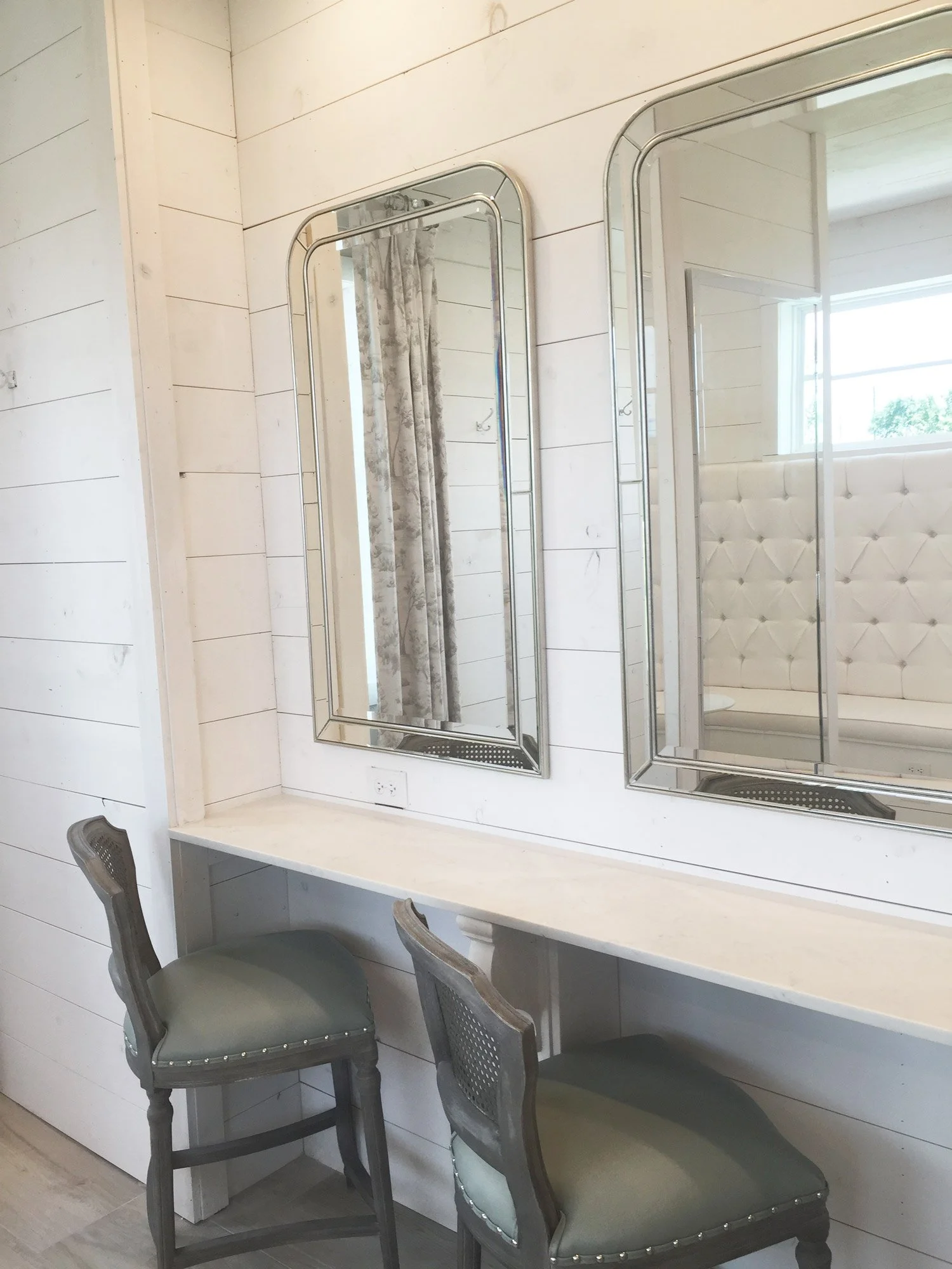 The Nest at Ruth Farms Bridal Suite hair and makeup counter