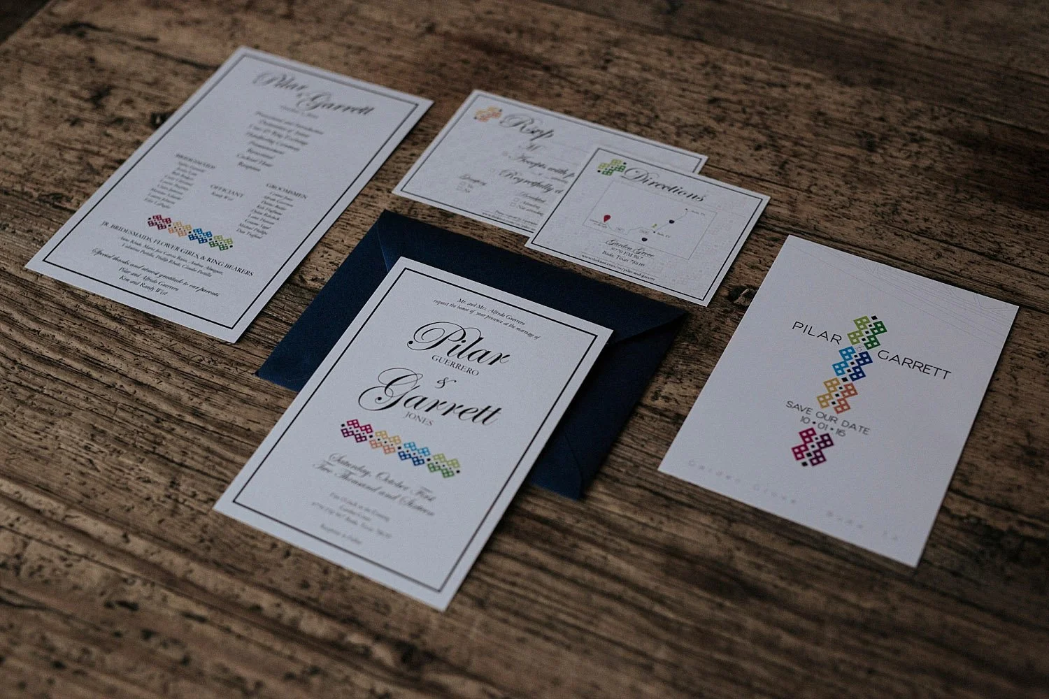 Modern mexicana wedding invitation suite