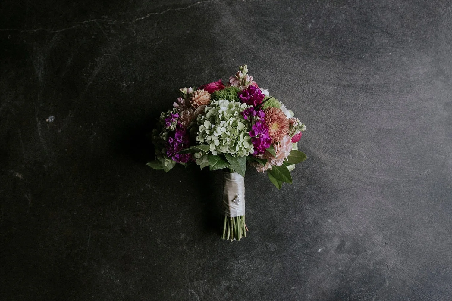 green and pink bouquet