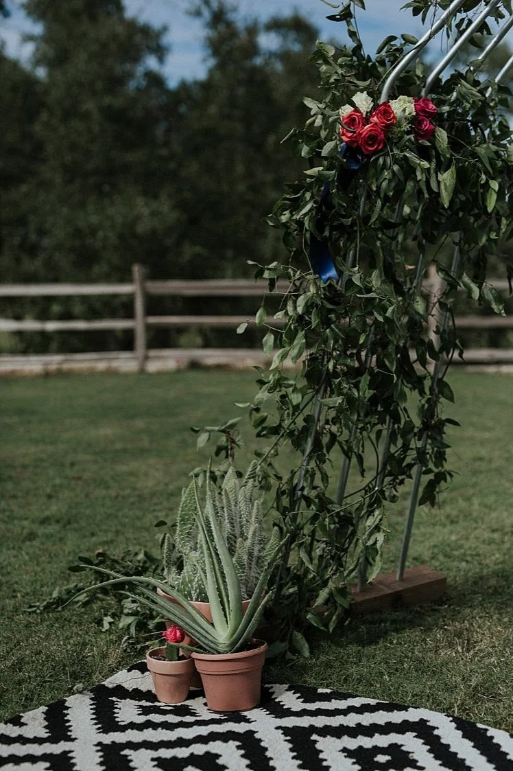 Copper archway at a ceremony