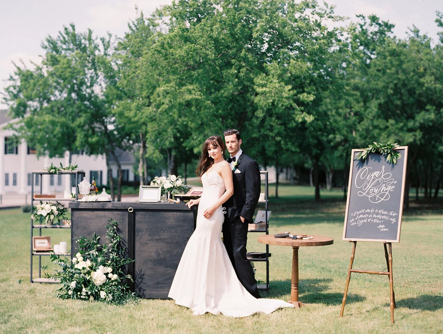 Wedding cigar lounge styled shoot for Brides of North TX at the Milestone in Denton TX