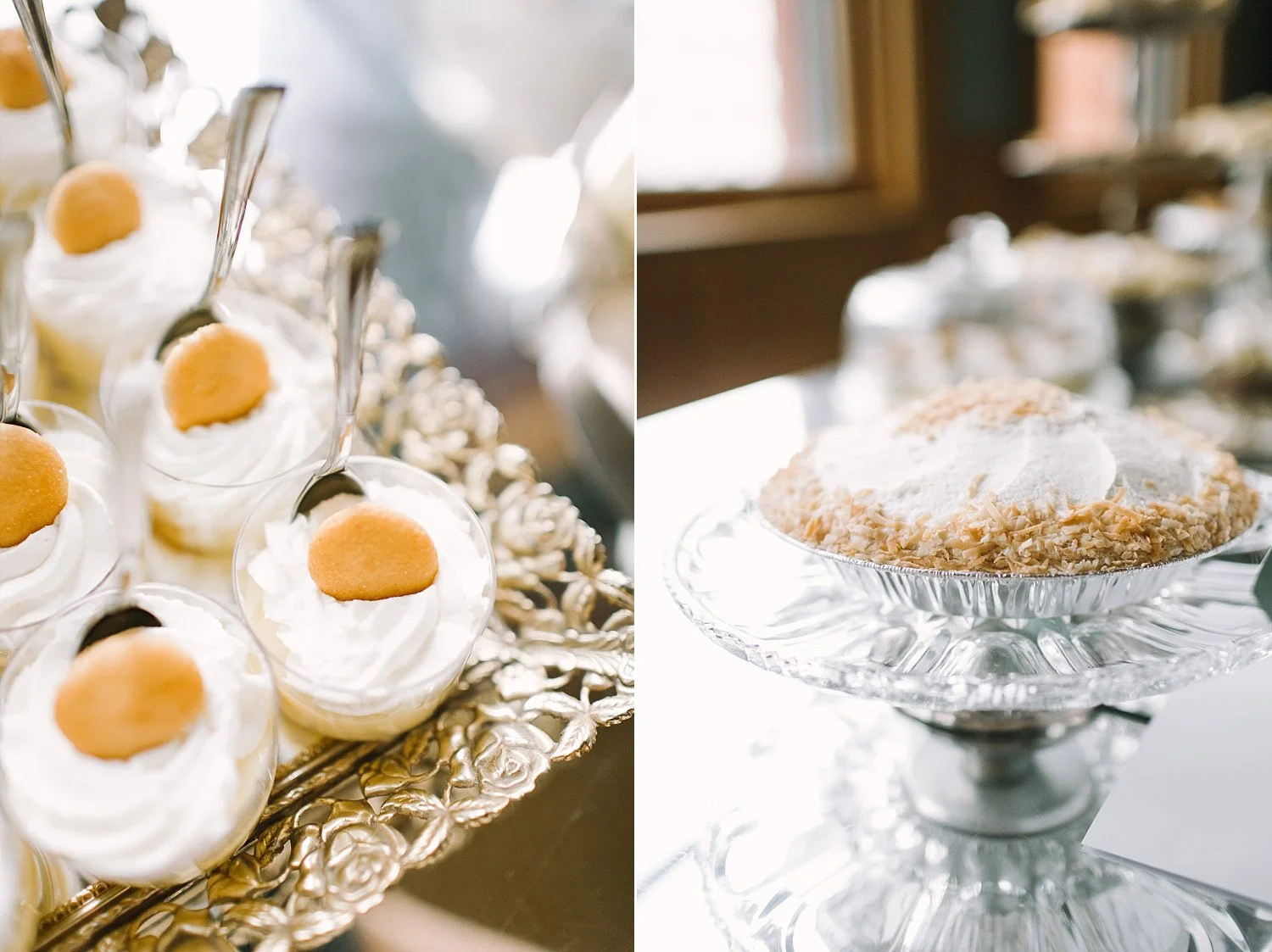 Mini banana pudding desert bar wedding