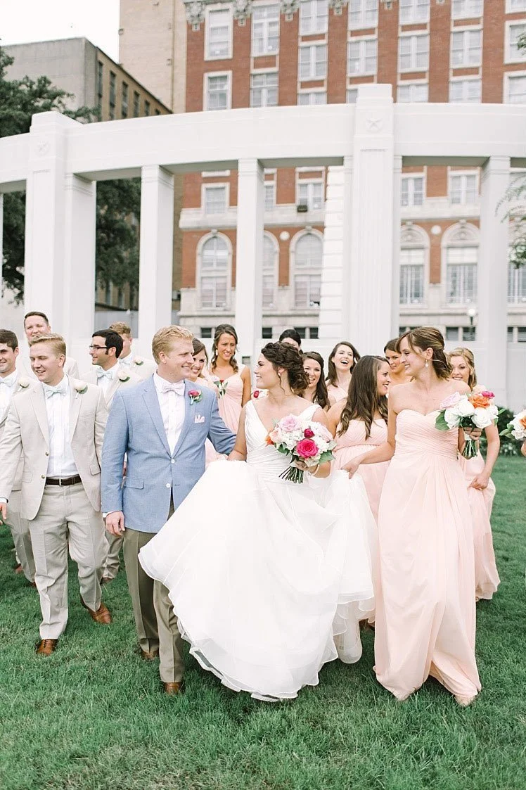 Old Red Museum wedding bridal party with blush bridesmaid dresses