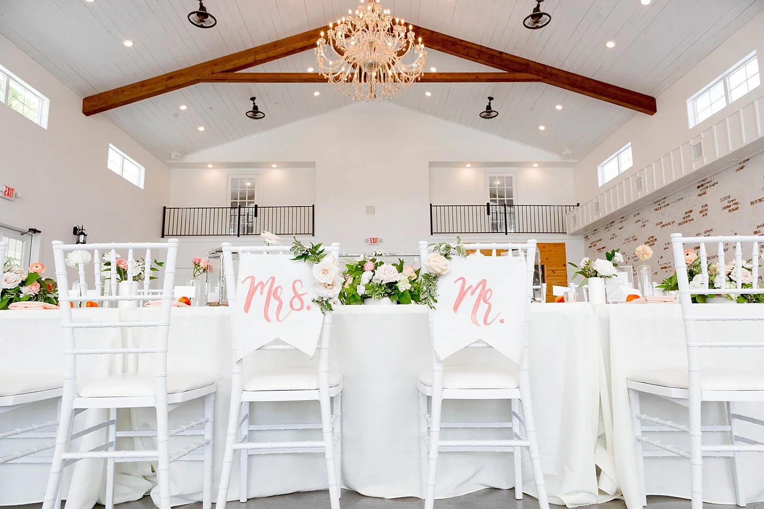 Mr &amp; Mrs. Fabric sign on chairs