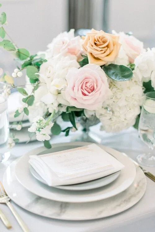 Modern romantic texas ballroom wedding with ghost chairs