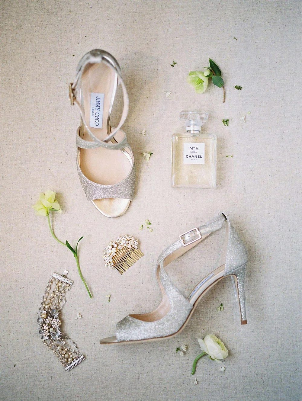 Wedding shoe flat lay