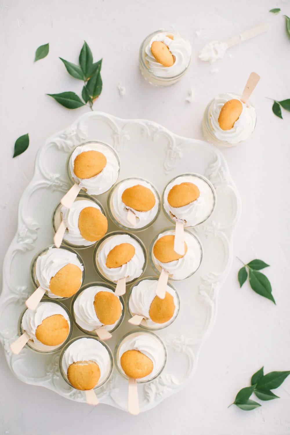 Banana pudding in jars flay lay