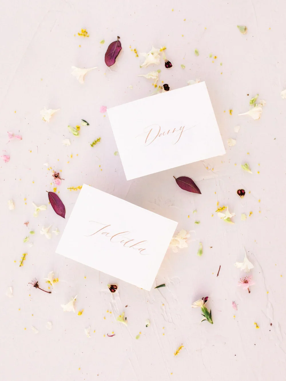 Simple hand calligraphy place cards