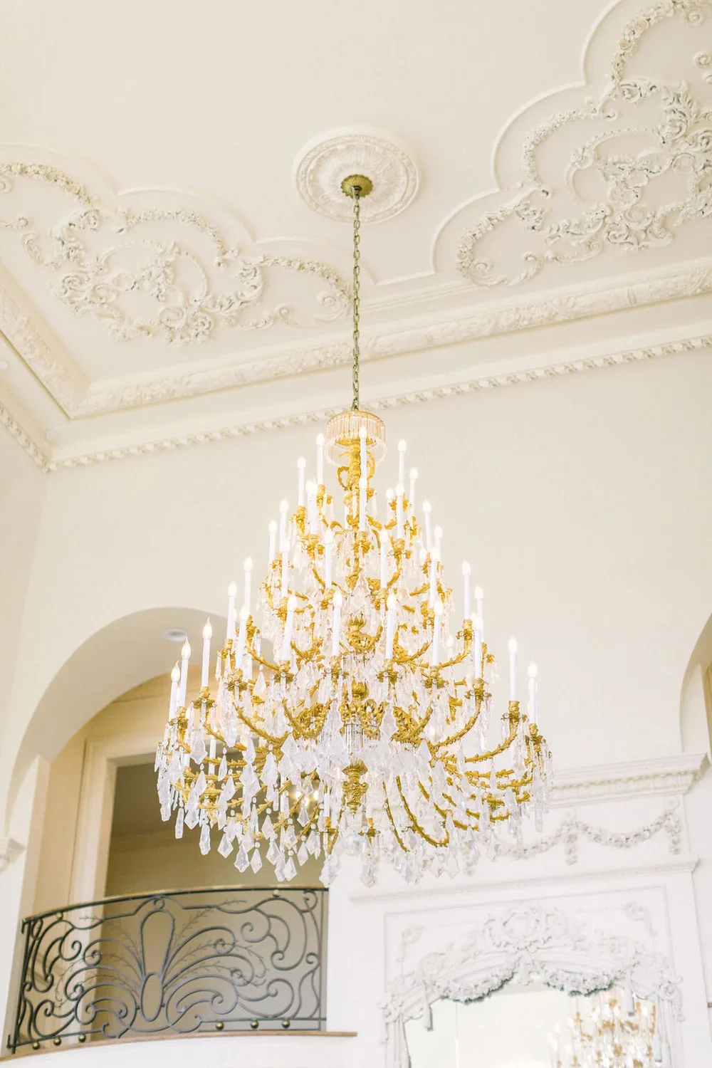 Gold Chandelier in wedding venue