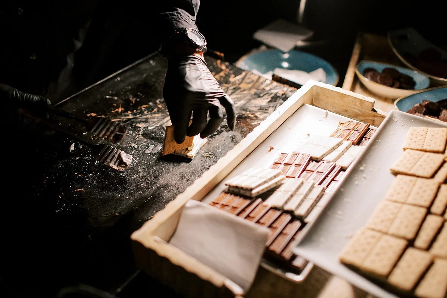 Smores station at a wedding