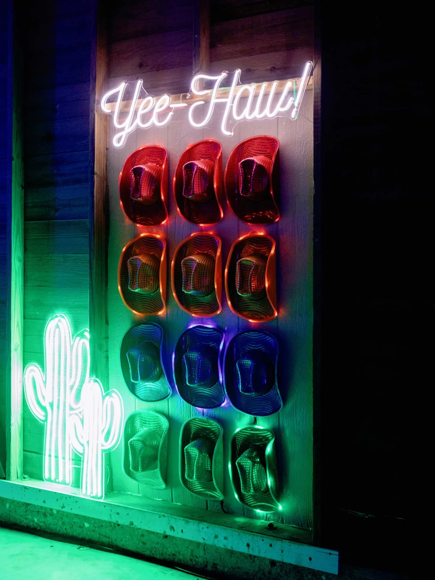 neon cowboy hat wall