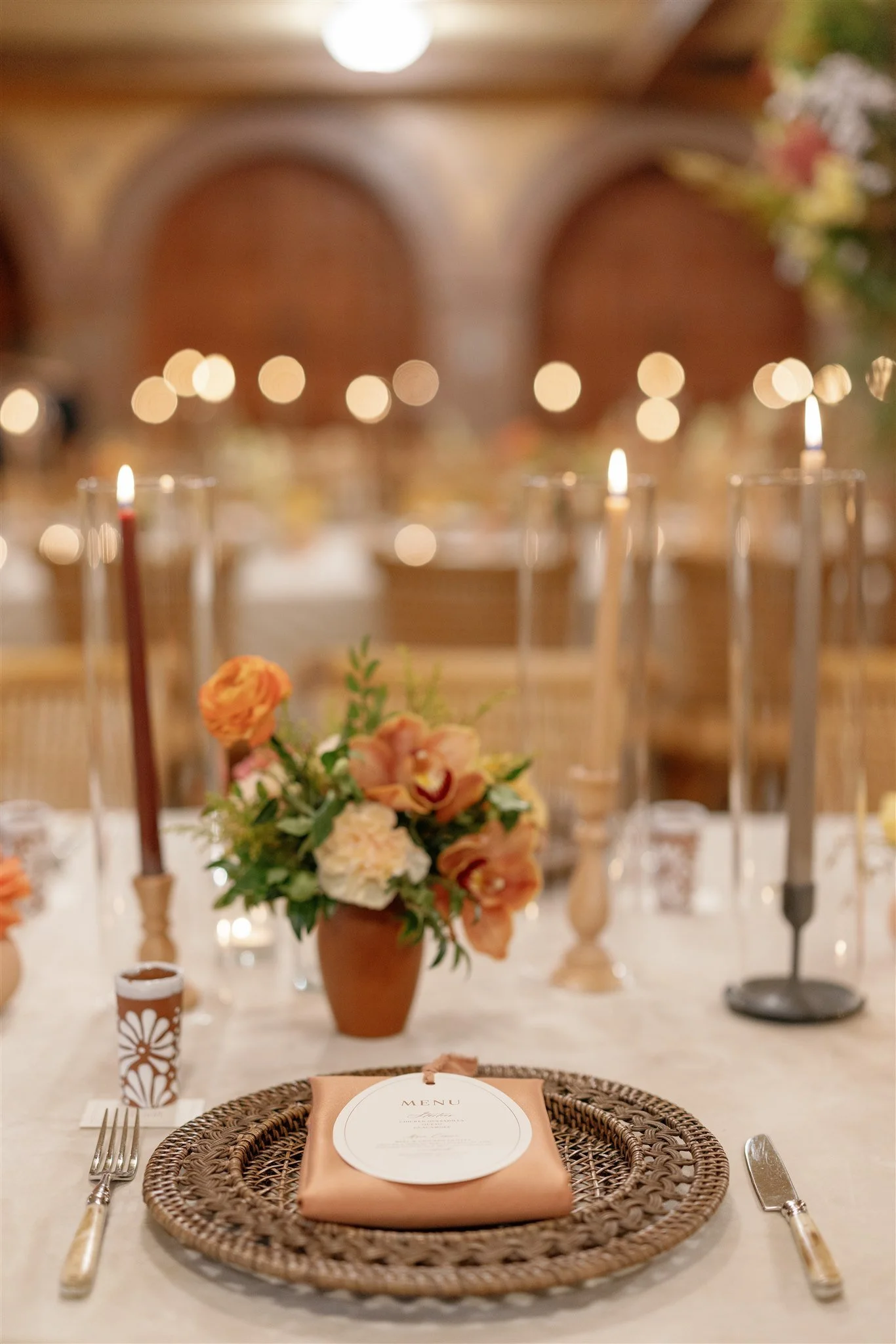 Rattan Charger place setting at Joe T Garcia's