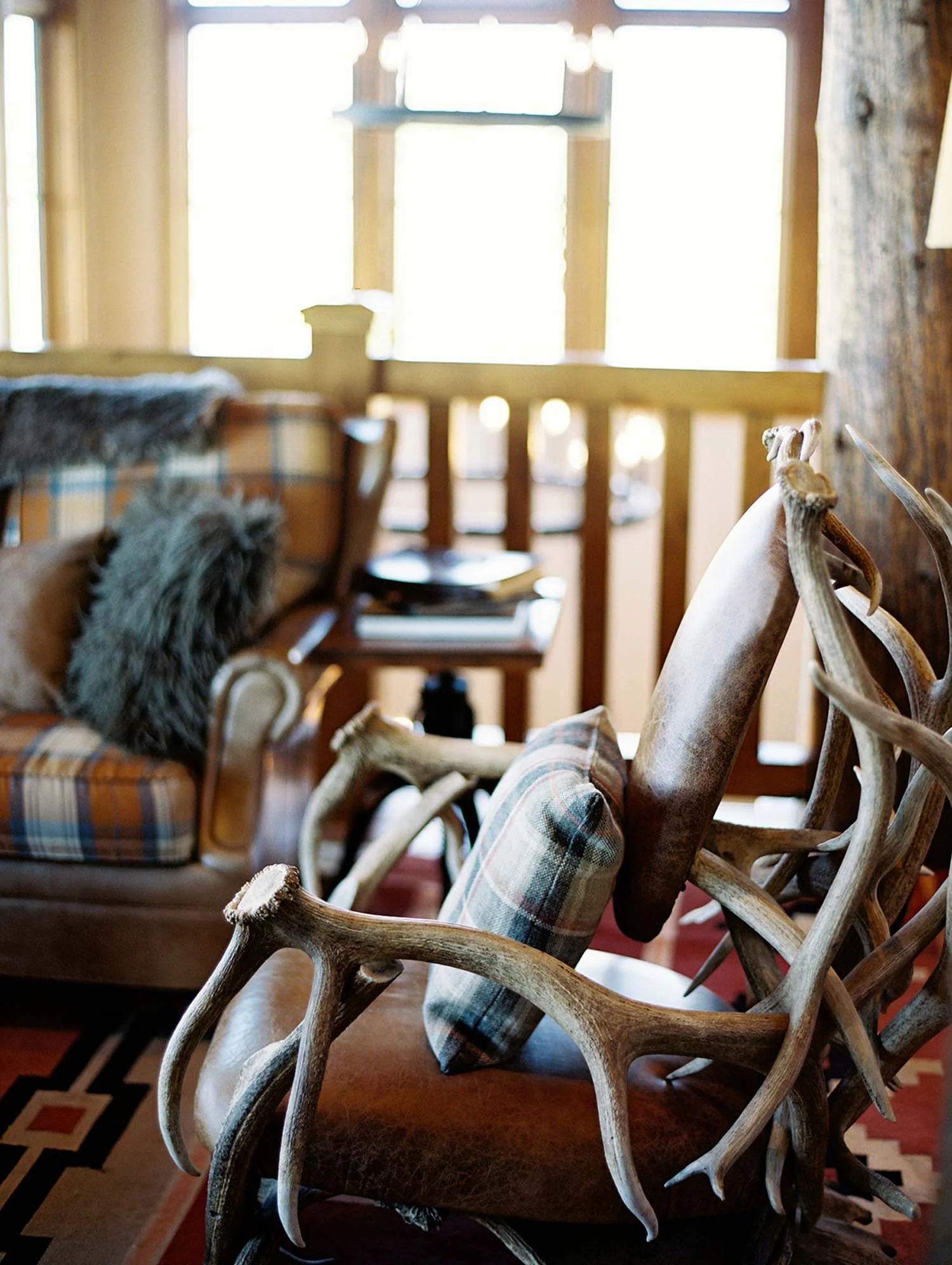 Western chairs with a elk antler frame