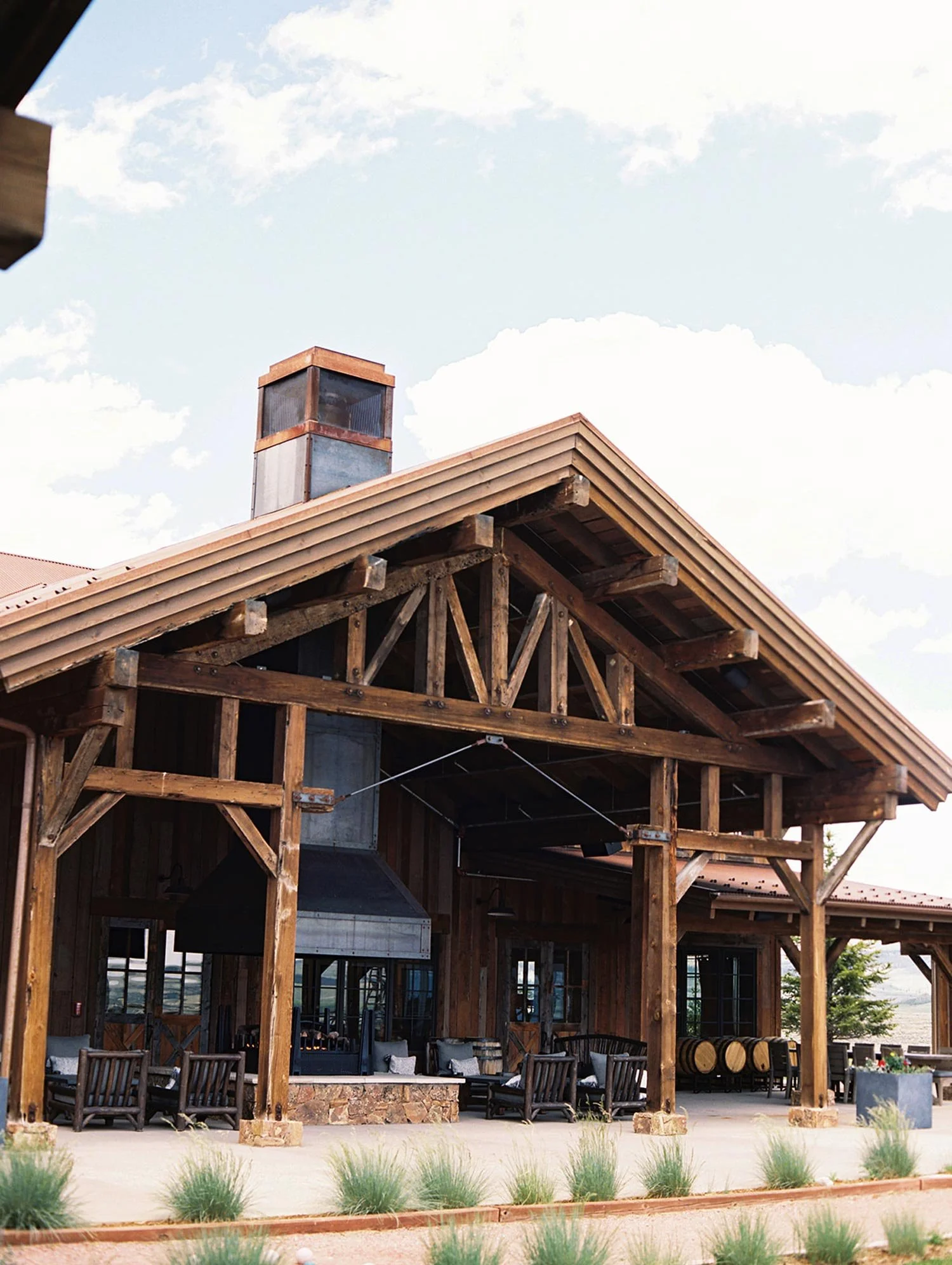 Farm at Brush Creek Ranch Fire pit for Cocktail Hour at Wedding