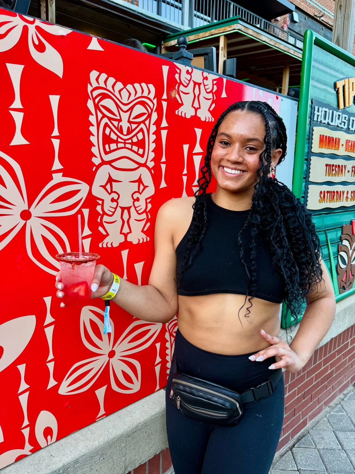 Behind the bar with Madison 🍹
3rd year at Tiki, 1st year bartending!

Her go-to? The Strawberry Refresher 🍓
Come grab one canal-side this afternoon!

#tipsytikiokc #bricktownokc