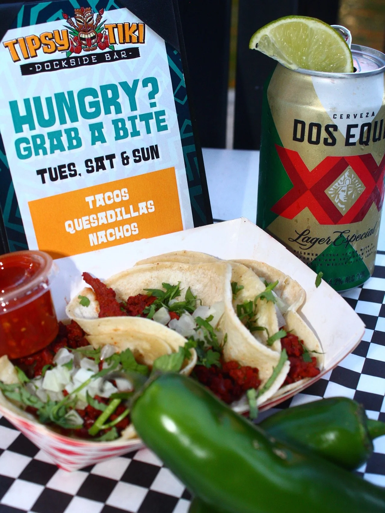 Taco Tuesday on the canal &mdash; still serving up tacos, tiki cocktails, and those late-season vibes 🌮🍹

#tipsytikiokc #tipsytacos #bricktown