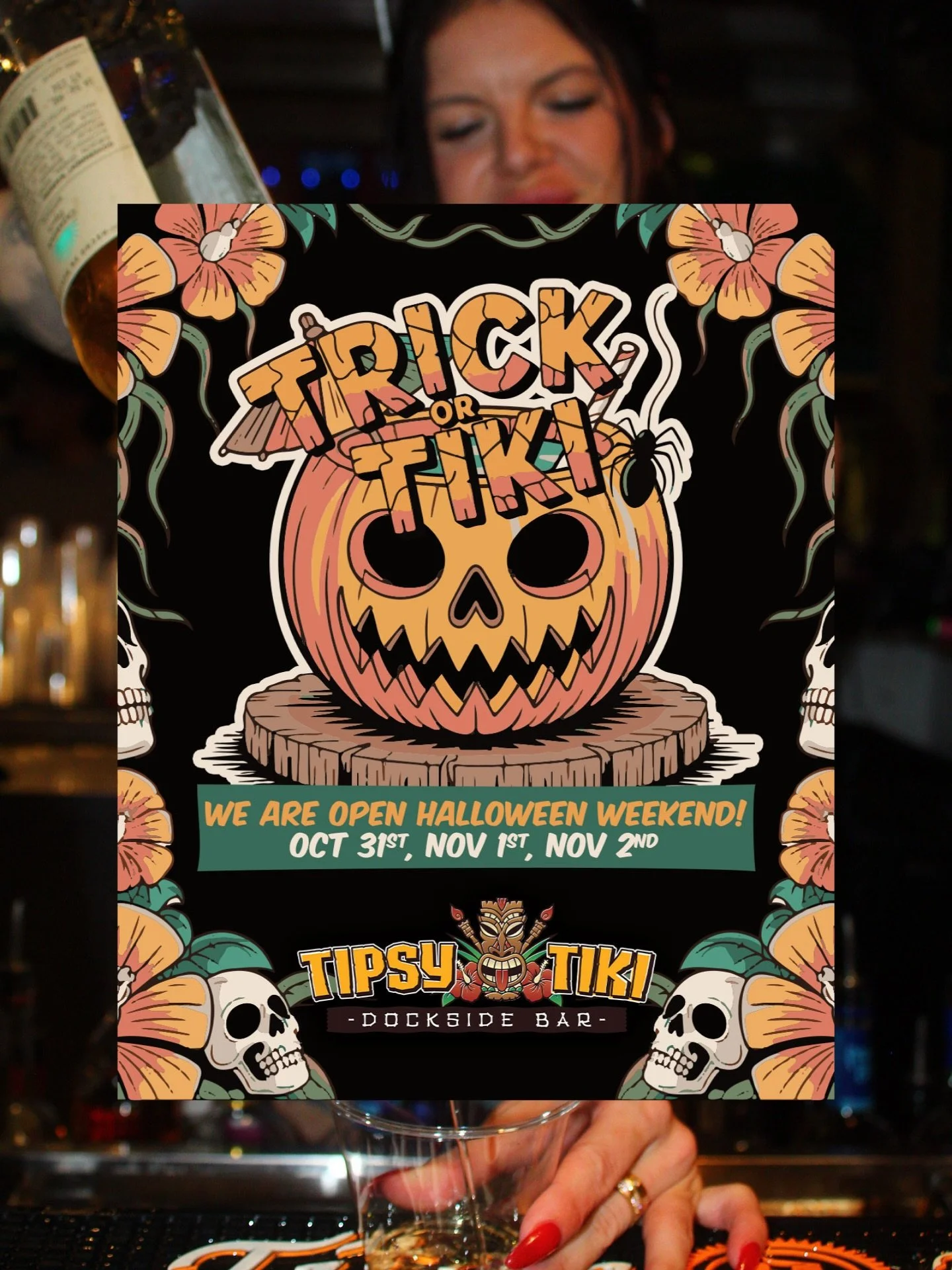 No tricks, just Tiki 🎃🍹

We&rsquo;re celebrating Halloween weekend (Oct 31st &ndash; Nov 2nd) with canal-side cocktails, costumes, and spooky-fun vibes. Come make the most of the final days of Tiki season 🌴

#tipsytikiokc #bricktown #halloweenokc 